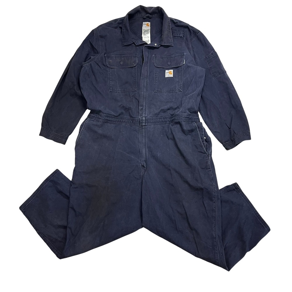 Carhartt FR Flame Resistant Coveralls Navy Blue 52 Short 101017 410‎ HRC 2 Mens